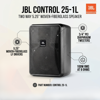 JBL Control 25-1L Two Way 5.25" Woven-Fiberglass Speaker - Black (Each)