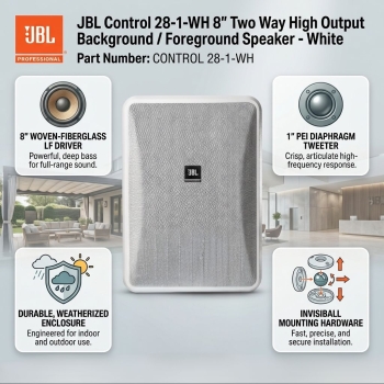 JBL Control 28-1-WH 8" Two Way High Output Background / Foreground Speaker - White (Each)