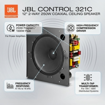 JBL Control 321C 12" 2-Way 250W Coaxial Ceiling Speaker (Each)