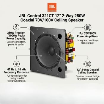JBL Control 321CT 12" 2-Way 250W Coaxial 70V/100V Ceiling Speaker (Each)