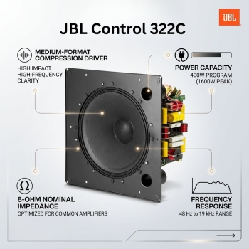 JBL Control 322C 12" 2-Way 400W Coaxial 8-Ohm Ceiling Speaker (Each)