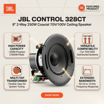 JBL Control 328CT 8" 2-Way 250W Coaxial 70V/100V Ceiling Speaker (Each)