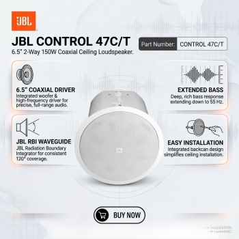 JBL Control 47C/T 6.5" 2-Way 150W Coaxial Ceiling Loudspeaker (Each)