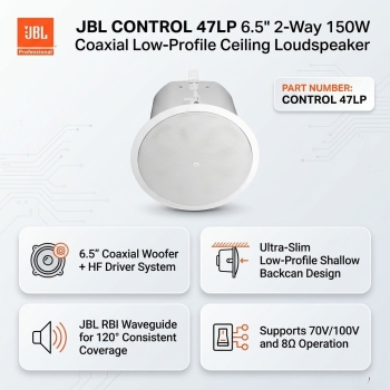 JBL Control 47LP 6.5" 2-Way 150W Coaxial Low-Profile Ceiling Loudspeaker (Each)