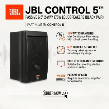 JBL Control 5 Passive 6.5" 2-Way 175W Loudspeakers Black (Pair)