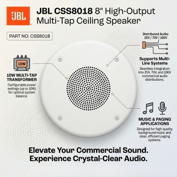 JBL CSS8018 8" High-Output Multi-Tap Ceiling Speaker (Each)