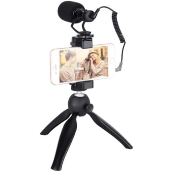 Comica Audio CVM-VM10-K2 Camera-Mount Shotgun Microphone with Tripod for Smartphones