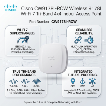 Cisco CW9178I-ROW Wireless 9178I Wi-Fi 7 Tri-Band 4x4 Indoor Access Point