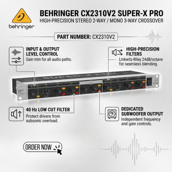 Behringer CX2310V2 High-Precision Stereo 2-Way/Mono 3-Way Crossover