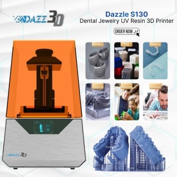 Dazzle S130 SLA 2K LCD Masking Screen 405nm Dental Jewelry UV Resin 3D Printer 