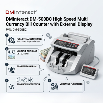 DMInteract DM-500BC High Speed UV/MG/IR Multi Currency Bill Counter with External Display