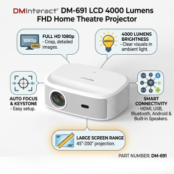 DMInteract DM-691 LCD 4000 Lumens FHD Home Theatre Projector