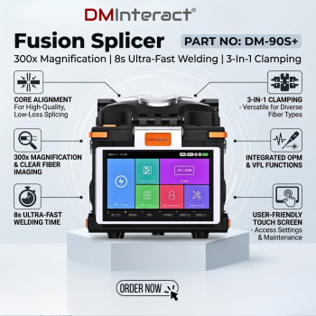 DMInteract DM-90S+ 300x Magnification Three In One Clamping and 8 Second Welding Fusion Splicer Machine