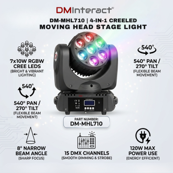 DMInteract DM-MHL710 4 in 1 CREELED Moving Head Stage Light
