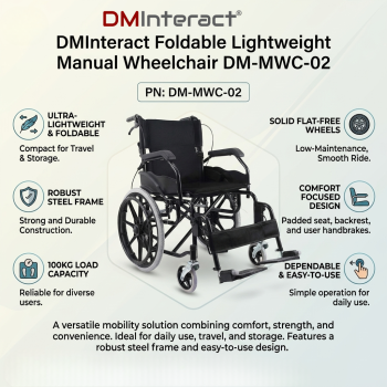 DMInteract DM-MWC-02 Foldable Lightweight Handicapped Manual Wheelchair