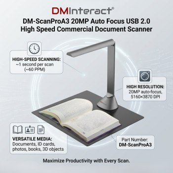DMInteract DM-ScanProA3 20MP Auto Focus USB 2.0 High Speed Commercial Document Scanner