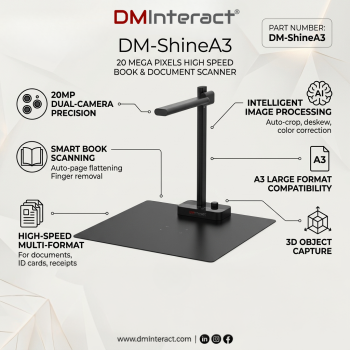 DMInteract DM-ShineA3 Camera 20 Mega Pixels High Speed Book & Document Scanner