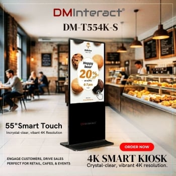DMInteract DM-T554K-S 55" Smart Touch 4K LCD Digital Indoor Kiosk Floor Standing Signage