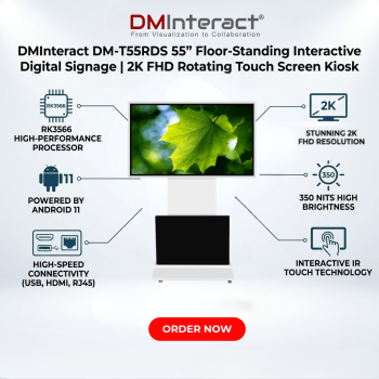 DMInteract DM-T55RDS  55" Floor-Standing Interactive Digital Signage | 2K FHD Rotating Touch Screen Kiosk
