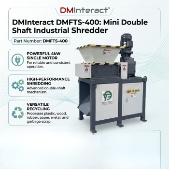 DMInteract DMFTS-400 4Kw Mini Double Shaft Plastic / Wood / Rubber / Paper / Metal Garbage Scrap Recycling Shredder
