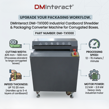 DMInteract DMI-TX1000 Industrial Cardboard Shredder & Packaging Converter Machine for Corrugated Boxes