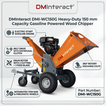 DMInteract DMI-WC150G Heavy-Duty 150 mm Capacity Gasoline Powered Wood Chipper