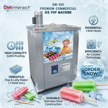DMInteract DM-Z01 1.1kW Air-Cooled 3,000 Pcs/Day Stainless Steel Commercial Ice Pop & Ice Lolly Making Machine With 1 Mold