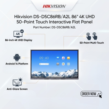 Hikvision DS-D5C86RB/A2L 86" 4K UHD 50-Point Touch Interactive Flat Panel
