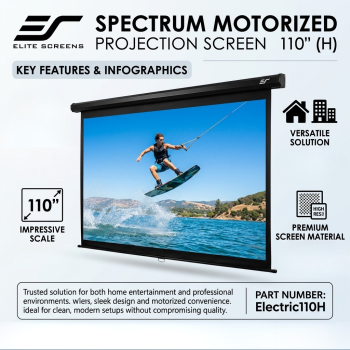 Elite Screens Electric110H 110" Spectrum Motorized Projection Screen 