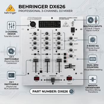 Behringer DX626 Professional 3 Channel DJ Mixer