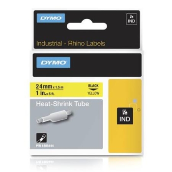 Dymo 1" Heat Shrink Tube for RHINO 6000 Label Printer, Black on Yellow