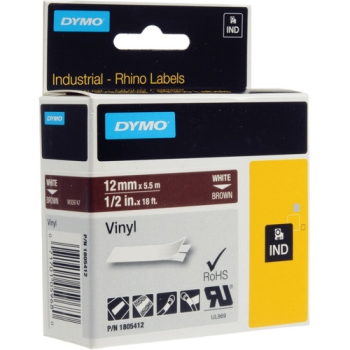 Dymo Rhino 1/2" Brown Vinyl Labels (White Print)