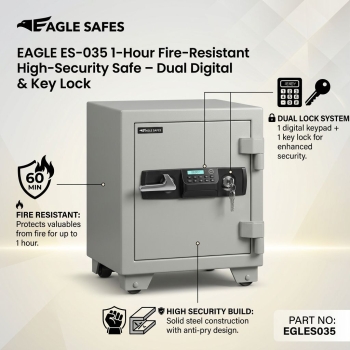 Eagle ES-035 40L Fire Resistant Digital Safe + Keylock With 1 Drawer & Shelf