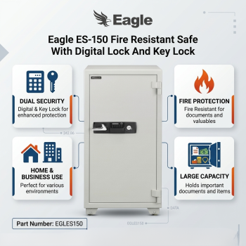 Eagle ES-150 226L Fire Resistant Digital Safe + Keylock With 1 Drawer & 2 Shelf