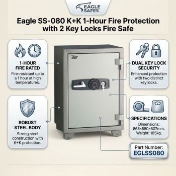 Eagle SS‑080 79L Fire Resistant 2 Keylock Safe With 1 Drawer & Shelf