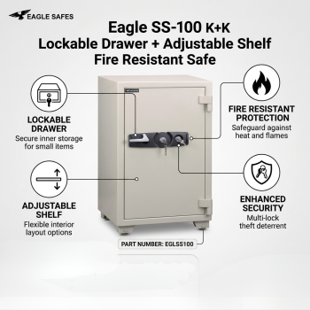 Eagle SS-100 123L Fire Resistant 2 Keylock Safe With 1 Drawer & 2 Shelf