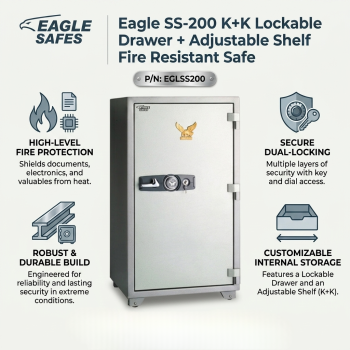 Eagle SS-200 249L Fire Resistant 2 Keylock Safe With 1 Drawer & 2 Shelf