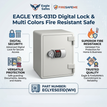 Eagle YES-031D 40L Fire Resistant Digital Safe with Tray & Shelf - White