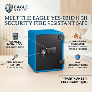 Eagle YES-031D 40L Fire Resistant Digital Safe with Tray & Shelf - Blue