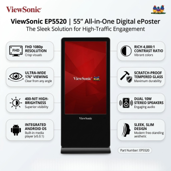 ViewSonic EP5520 55” All-in-One FHD Android 5.0.1 Digital ePoster