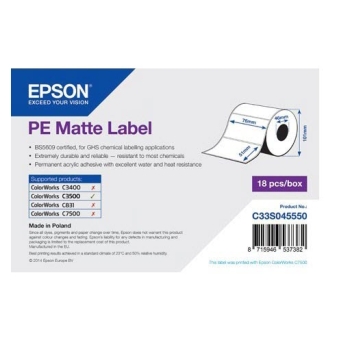 Epson PE Matte Label - Die-cut Roll: 76mm x 51mm, 535 labels