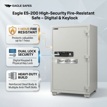 Eagle ES-200 249L Fire Resistant Digital Safe + Keylock With 1 Drawer & 2 Shelf