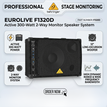 Behringer F1320D Active 300-Watt 2-Way Monitor Speaker System