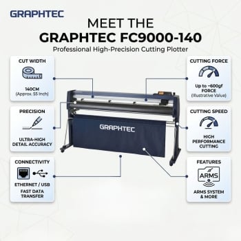 Graphtec FC9000-140  64 Inch Professional Cutting Plotter with Stand and Basket High Precision Vinyl Cutter