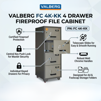 Valberg FC 4K-KK 4 Drawer Fireproof File Cabinet 