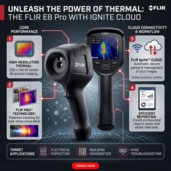 FLIR E8 Pro Thermal Imaging Infrared Camera With Ignite Cloud