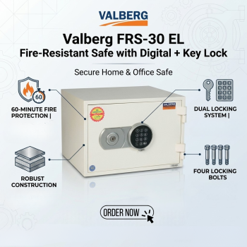 Valberg FRS‑30 EL Fire‑Resistant Safe with Digital + Key Lock – Secure Home & Office Safe
