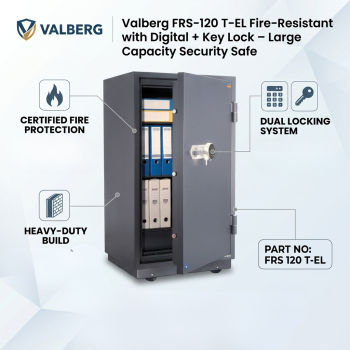 Valberg FRS‑120 T‑EL Fire‑Resistant with Digital + Key Lock – Large Capacity Security Safe 