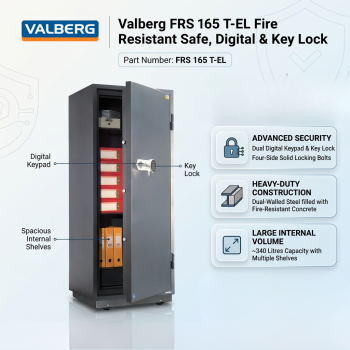 Valberg FRS 165 T-EL Fire Resistant Safe, Digital & Key Lock