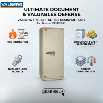 Valberg FRS 165 T-KL Fire Resistant Safe 2 Key Locks White